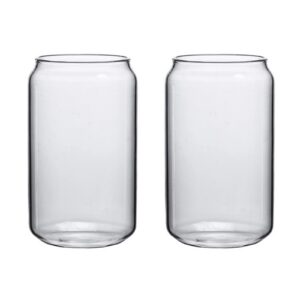 Julyue Bierdosen-Glas-Cola-Dose für Smoothies, Tee, Saft, Limo, 2 Stück, wiederverwendbar, 580 ml, Bambusdeckel und Stro