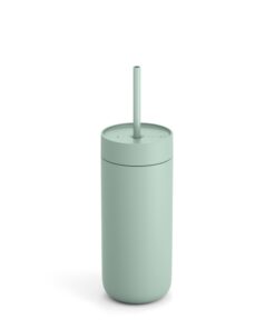 Fellow Carter Cold Reisebecher für Minzgrüner Eiskaffee, vakuumisolierter Edelstahlbecher mit Strohhalm, 590 ml Fellow C
