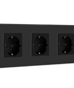 BSEED 3-fach Schuko Steckdose Kristallgläserschale für Küchenwand schwarz 16A 228mm