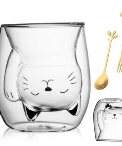 Gohytal Doppelwandige Gläser Katzen Tasse, 200 ml Süße Tassen Doppelwandige Isoliergläser