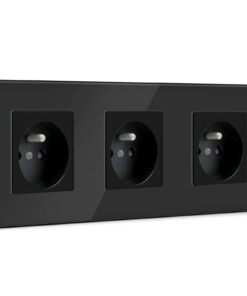 BSEED 16A Triple Prises de Courant Alternatif Panneau en Verre Cristal Noir für Zuhause