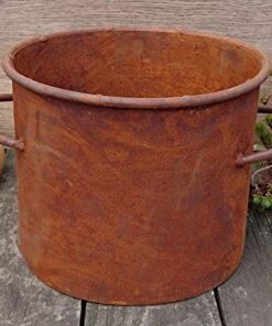 Terracotta Toepfe DE Deko Topf ca. 20 cm hoch bepflanzbar aus Metall Edelrost Rost Garten Pflanzgefäß für Landhaus Shabb
