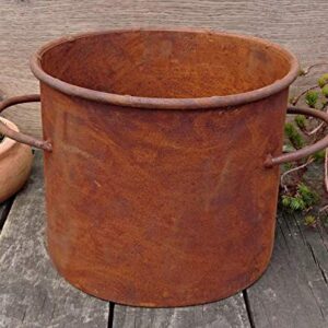 Terracotta Toepfe DE Deko Topf ca. 20 cm hoch bepflanzbar aus Metall Edelrost Rost Garten Pflanzgefäß für Landhaus Shabb