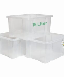 Novaliv 39x28,5x19,5 cm stapelbare Kunststoffboxen 15L transparent BPA-frei für Speicherung