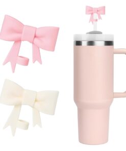 2 Stück Stanley Cup Strohhalm Abdeckung, 10mm Staubdichte, Schleife, Stanley Cup Zubehör für 30 und 40oz Drinkware
