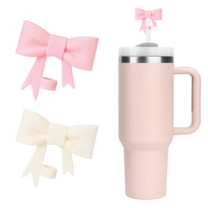 2 Stück Stanley Cup Strohhalm Abdeckung, 10mm Staubdichte, Schleife, Stanley Cup Zubehör für 30 und 40oz Drinkware
