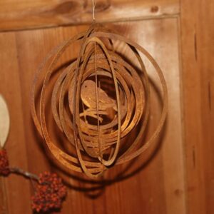 Rostikal Windspiel mit Vogel für Gartendeko - Vintage Rost Deko Hängedeko - 18 cm - Garten Accessoire