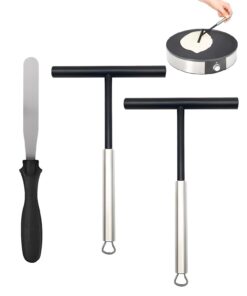 Donvuka 2 Stück Crepes Verteiler Edelstahl Zubehör für Küche Backen Zuhause | Donvuka Schwarz Crepes Spatel und Verteil