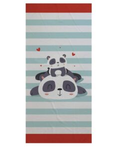 Süß Panda Microfaser Badetuch 150x75cm Rechteckig Rosa Blauer Streifen Schwimmen Tauchen Surfen Sport Yoga Picknick Bran