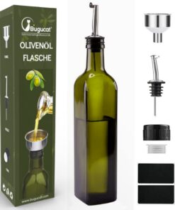 Bugucat Ölflasche 500ML, Ausgießer und Anti-Schmutz Verschluss zum Kochen und Grillen
