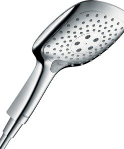 Hansgrohe Raindance Select E Duschkopf - 3 Strahlarten, Antikalk-Funktion, Chrom, 150 x 150 mm, ideal für Badezimmersani