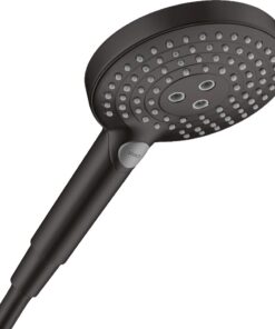 Hansgrohe Raindance Select S Wassersparender Duschkopf 8 l/min Mattschwarz Sparduschkopf Antikalk-Funktion 26515670 Hand