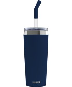 SIGG Isolierbecher Travel Mug Helia - Mit wiederverwendbarem Glastrinkhalm & Reinigungsbürste - BPA-frei - 18/8-Edelstah