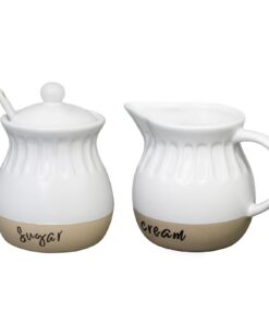 **White and Natural Sugar and Creamer Set für ein modernes Farmhouses Theme** | **Modern Farmhouse Ceramic Cream Pitche