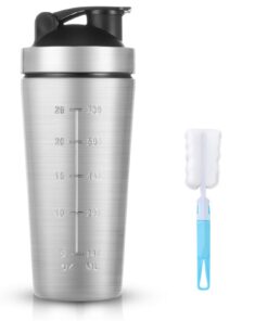 AOOWU Edelstahl Protein Shaker 900 ml BPA Free Fit für Eiweiß-Shakes mit Skala und Ballen