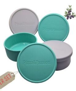 Pizza&Passion Pizzaballenbox Antihaft Silikon - Gärbox für Pizzateig -Pizza Zubehör - 4er Set Teigbox - Lagerung und Gär