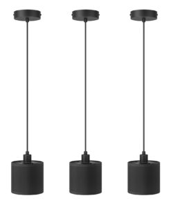 Klighten 3 Stück Pendelleuchte E14 Schwarz Höhenverstellbar Modernes Design für Wohnzimmer und Küche
