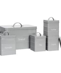 Harbour Housewares Vintage Metall-Küchenkanister-Set Grau 5-Teilig