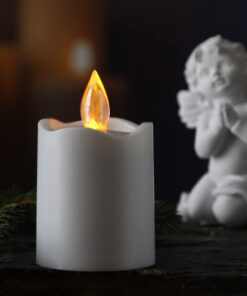 MARELIDA LED Grabkerze mit Dämmerungssensor (weiß) H: 9,5cm D: 6cm 2500h Leuchtdauer Outdoorkerze