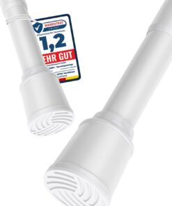 MEISENBERG Klemmgardinenstange 120-170cm Weiß Ø32mm ohne Bohren für Bad & Balkon