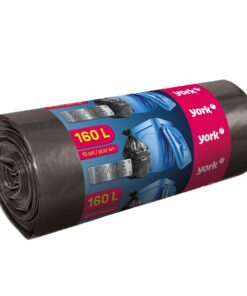 York Müllsäcke 160 L Schwerlast Extra Stark Stabil Schwarz für Haushalte im Hausemüllabfall Einsatz
