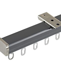 Deckenvorhangstange, Aluminium-Gardinenstange verstellbar, Wohnzimmer und Schlafzimmer, 4,5 m, graue Heimdekoration für