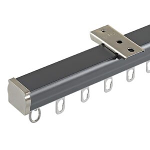 Deckenvorhangstange, Aluminium-Gardinenstange verstellbar, Wohnzimmer und Schlafzimmer, 4,5 m, graue Heimdekoration für
