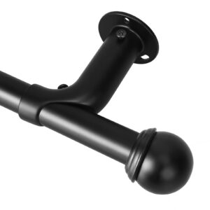 Eson Casa Ausziehbar Vorhangstange, 120-210cm, 19mm Dia, Verstellbar, Schwarz, Elegante Vorhangstange für Ösenvorhänge,