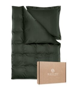 Magano® Luxus Bettwäsche 135x200 Dunkelgrün | Bambus & Baumwolle Satin | 400 TC Premiumqualität | Hypoallergen & Klimare