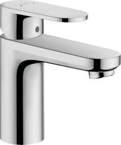 Hansgrohe Waschtischarmatur Vernis Blend, wassersparend, chrom, Badarmatur mit Zugstange, Höhe 100 mm, Bad