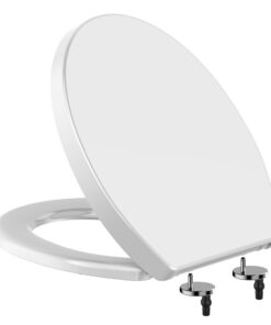 WHYFONE Premium Toilettendeckel Oval Weiß Antibakteriell Quick Release Funktion WC Sitz