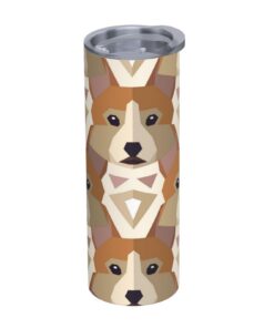 YXDVPALNE Isolierte Wasserflasche 20 Unzen Edelstahl Vakuum Tumbler - Welsh Corgi Kopfmuster für Outdoor-Einzelsportler