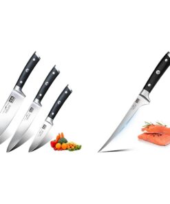 SHAN ZU Küchenmesserset -professionell für Küche und Fisherei, 3 Stück Messer Set, 7 Zoll Fischmesser mit Randentbeinung