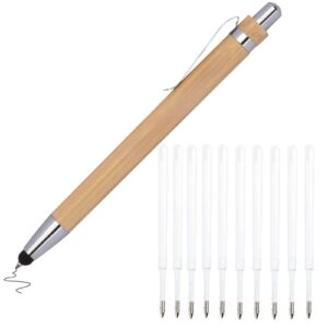 Ormromra Personalisierter Kugelschreiber Bambus Kuli Schwarze Tintenstifte für Lehrer Geschenk Abschiedsgeschenk