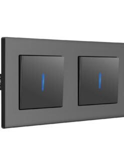 BSEED Lichtschalter Unterputz Grau 157x86mm Modern Wechselschalter mit LED Kontrollleuchte