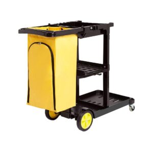 Amazon Basics Reinigungswagen mit Reißverschlusstasche und 2 Ablageflächen,ideal für Hausreinigung,Eigne sich für Büro-