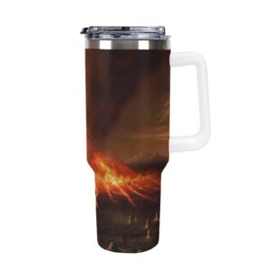 AQRJLPM Volcano Autobecher, Edelstahl, Isolierbecher für kalte heiße Getränke, Reise-Kaffeebecher, Camping, 1,2 l