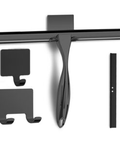 SSTOOHL Schwarz Duschabzieher Mit Selbstklebe Haken, Edelstahl Glaswischer Für Badezimmer, 35 cm