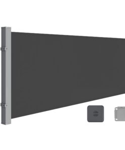 SONGMICS Seitenmarkise mit Stahl-Kasten Anthrazit, blickdicht Balkon Windschutz, für Terrasse Garten GSA143G02