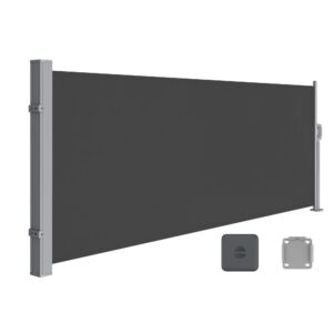 SONGMICS Seitenmarkise mit Stahl-Kasten Anthrazit, blickdicht Balkon Windschutz, für Terrasse Garten GSA143G02
