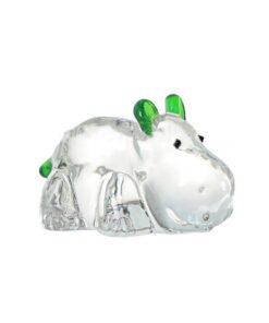 Handgefertigte grüne Nilpferd-Figur aus Glas geblasener Kristallglas-Glasur Briefbeschwerer für Weihnachten als Geschenk