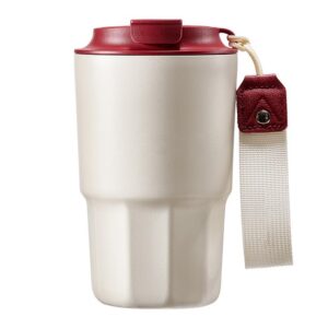 Thermobecher Kaffeebecher to go Isoliert Edelstahl Auslaufsicherer mit Deckel (Rot, 480ml)