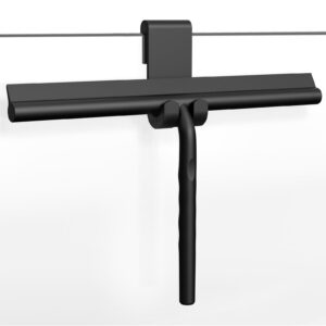 Ecooe Silikon Duschabzieher 33cm Schwarz, Badwischer für Glas und Spiegel, ohne Bohren, Edelstahlkern, ideal für Badezim