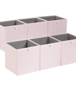 Amazon Basics zusammenklappbare Aufbewahrungswürfel aus Stoff 33x38x33 cm Peony Pink 6er-Pack