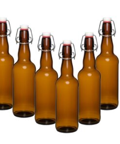 hocz Bügelflaschen 6er Set 750ml Braun mit Bügelverschluss Essigflaschen Ölflaschen
