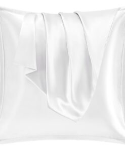 Vielit 2er Set Satin Kissnbezug Weich wie Silk OEKO-TEX Kissenhülle Weiß Curly Haar Geeignet Satin Kopfkissenbezug