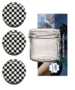 hocz 100 Sturzgläser 125 ml To 66 mit Etiketten Schwarz Weiss Karriert