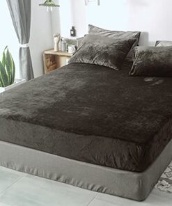 Lanqinglv Flanell Spannbettlaken Dunkelgrau für Boxspringbett 180x200 cm - Top Warme und Flauschige Cashmere Touch Samt,