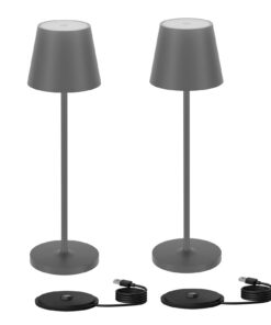 Klighten Warme Lichtfarbe 3000K Aufladbare LED Akku Tischlampe, Für Innen UndAußen, dunkelgrau, aluminium, USB Ladestati