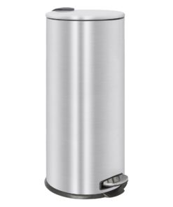 Harbour Housewares Gebürsteter Runden Edelstahl Treteimer 30L für Die Küche - Große undSlimme Design Funktionen